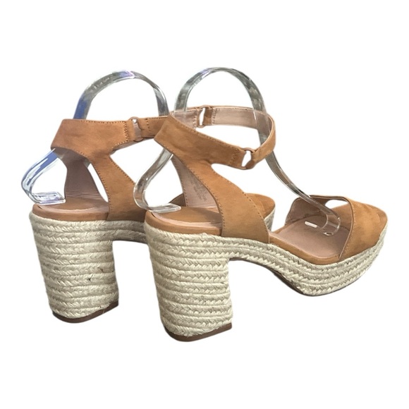 H&M Tan Suede Block Heel Sandals Size 41 - Picture 3 of 6